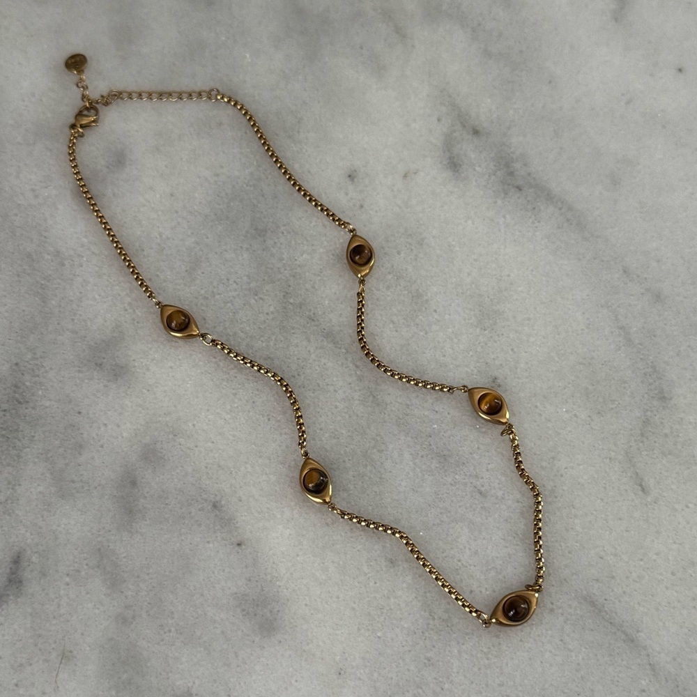 Gold Amber Tiger Eye Pendant Chain Necklace
Brand New - Picture 2 of 4